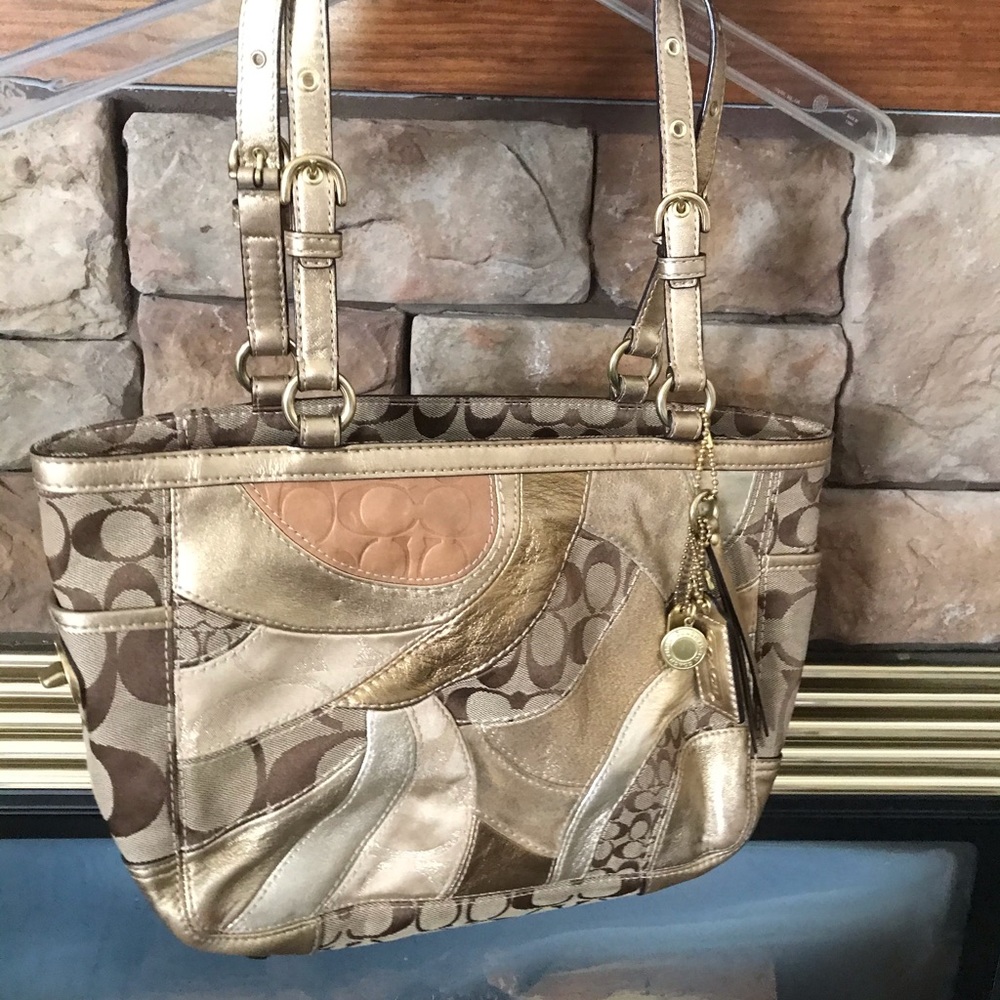 Coach leather patchwork gold bag